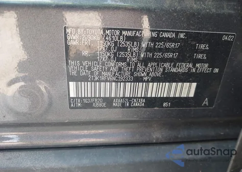 2022 Toyota Rav4 Le из США, поврежденный, VIN 2T3K1RFV6NC192333